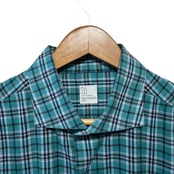 2.0 Maria Santangelo Napoli Slim Fit Men's Long Sleeve Button Plaid Shirt - Picture 4 of 6